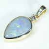 18k Gold - Solid Lightning Ridge Opal - Natural Diamond