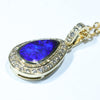 Lightning Ridge Black Opal and Diamond 18K Gold Pendant (11mm x 7mm) Code - AA122