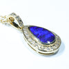 Lightning Ridge Black Opal and Diamond 18K Gold Pendant (11mm x 7mm) Code - AA122