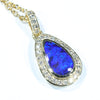 Lightning Ridge Black Opal and Diamond 18K Gold Pendant (11mm x 7mm) Code - AA122