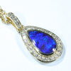 Lightning Ridge Black Opal and Diamond 18K Gold Pendant (11mm x 7mm) Code - AA122