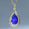 Lightning Ridge Black Opal and Diamond 18K Gold Pendant (11mm x 7mm) Code - AA122