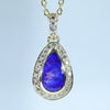 Lightning Ridge Black Opal and Diamond 18K Gold Pendant (11mm x 7mm) Code - AA122