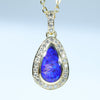 Lightning Ridge Black Opal and Diamond 18K Gold Pendant (11mm x 7mm) Code - AA122