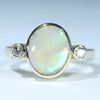Natural Australian Lightning Ridge Crystal Opal Gold and Diamond Ring