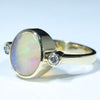 10k Gold - Solid Lightning Ridge Crystal Opal - Natural Diamonds