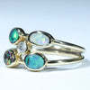 10k Gold - 4 Solid Queensland Boulder Opals - Natural Diamond