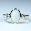 Natural Australian Lightning Ridge White Opal Gold and Diamond Ring