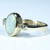 10k Gold - Solid Lightning Ridge White Opal - Natural Diamonds