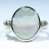 Natural Australian Lightning Ridge Opal Ring with Diamonds