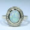 Natural Australian Lightning Ridge Gold and Diamond Opal Ring