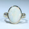 Natural Australian Lightning Ridge White Opal Gold and Diamond Ring