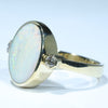 10k Gold - Solid Lightning Ridge White Opal - Natural Diamonds