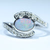 Natural Australian Lightning Ridge White Gold and Diamond Opal Ring