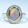 Natural Australian Lightning Ridge Opal Gold and Diamond Ring