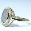 Ligthning Ridge Dark Opal and Diamond Gold Ring Size 7.75 Code - EM134