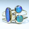 Natural Australian Multi Opal Gold and Diamond Ring