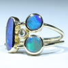 10k Gold - 3 Solid Boulder Opals - Natural Diamond