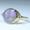 18k Gold - Solid Lightning Ridge Crystal Opal - Natural Diamonds