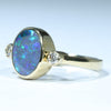 18k Gold - Solid Lightning Ridge Black Opal - Natural Diamonds