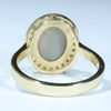 Ligthning Ridge Dark Opal and Diamond Gold Ring Size 7.75 Code - EM134