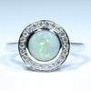 14k White Gold - Solid Lightning Ridge Dark Opal - Natural Diamonds