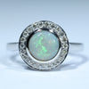 Natural Australian Lightning Ridge White Gold Opal and Diamond Ring