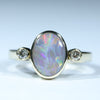 Natural Australian Lightning Ridge Dark Opal Gold and Diamond Ring