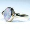 Lightning Ridge Dark Opal and Diamond Gold Ring - Size 7.5 US Code - EM121