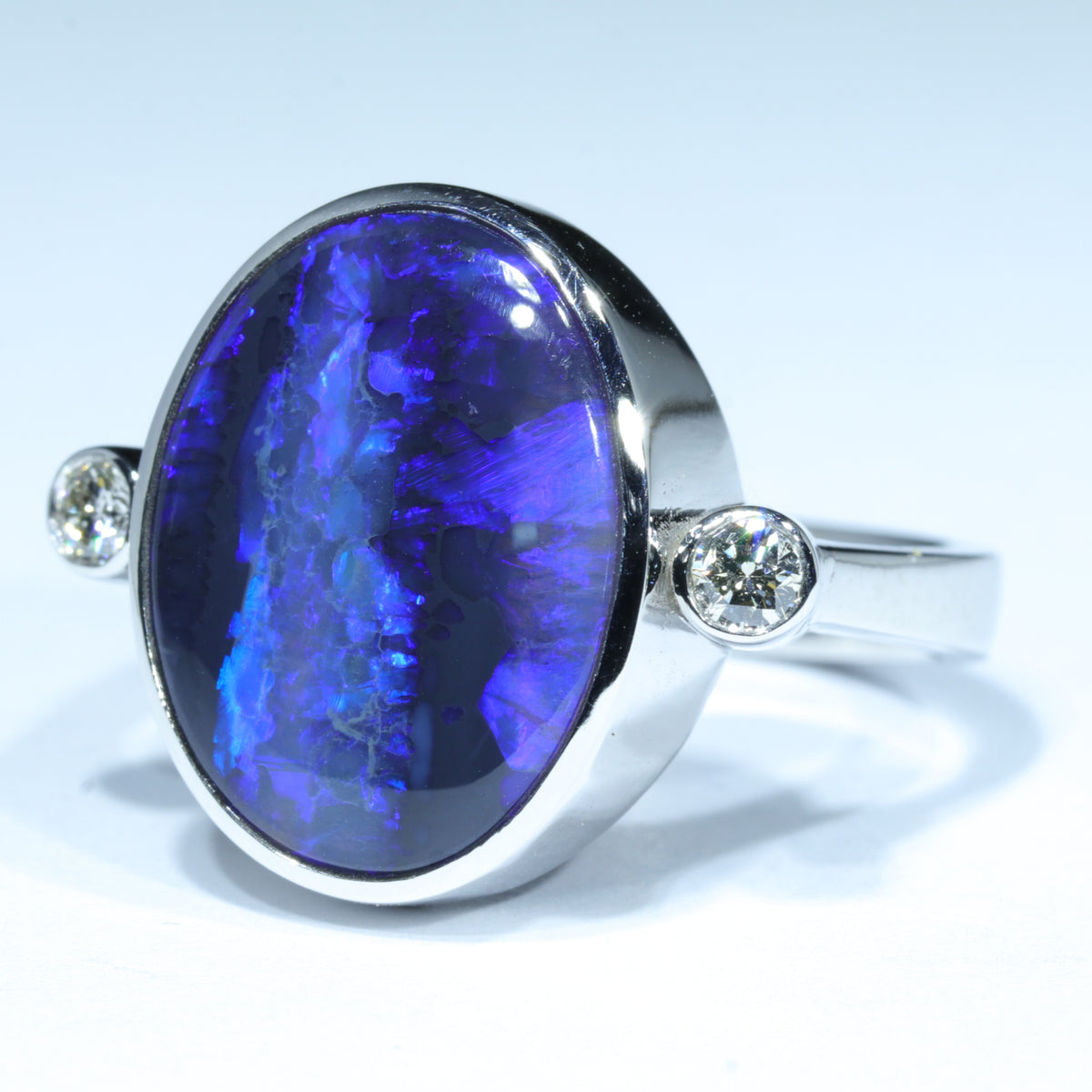 Natural Australian Lightning Ridge Opal Ring- White Gold