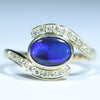 Natural Australian Lighting Ridge Black Opal Gold and Diamond Ring