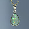 Natural Australian Lightning Ridge Gold Opal and Diamond Pendant