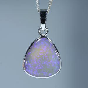 Natural Australian Lighting Ridge White Gold Opal Pendant