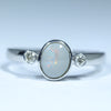 Natural Australian Lightning Ridge Dark Opal Silver and Diamond Ring