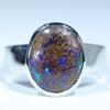 Natural Australian Boulder Opal Matrix Silver Ring