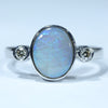 Natural Australian Lighting Ridge Dark Opal Silver and Diamond Ring