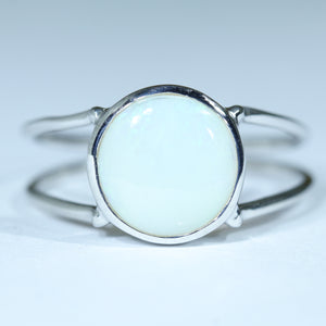 Natural Australian Coober Pedy White Opal Silver Ring