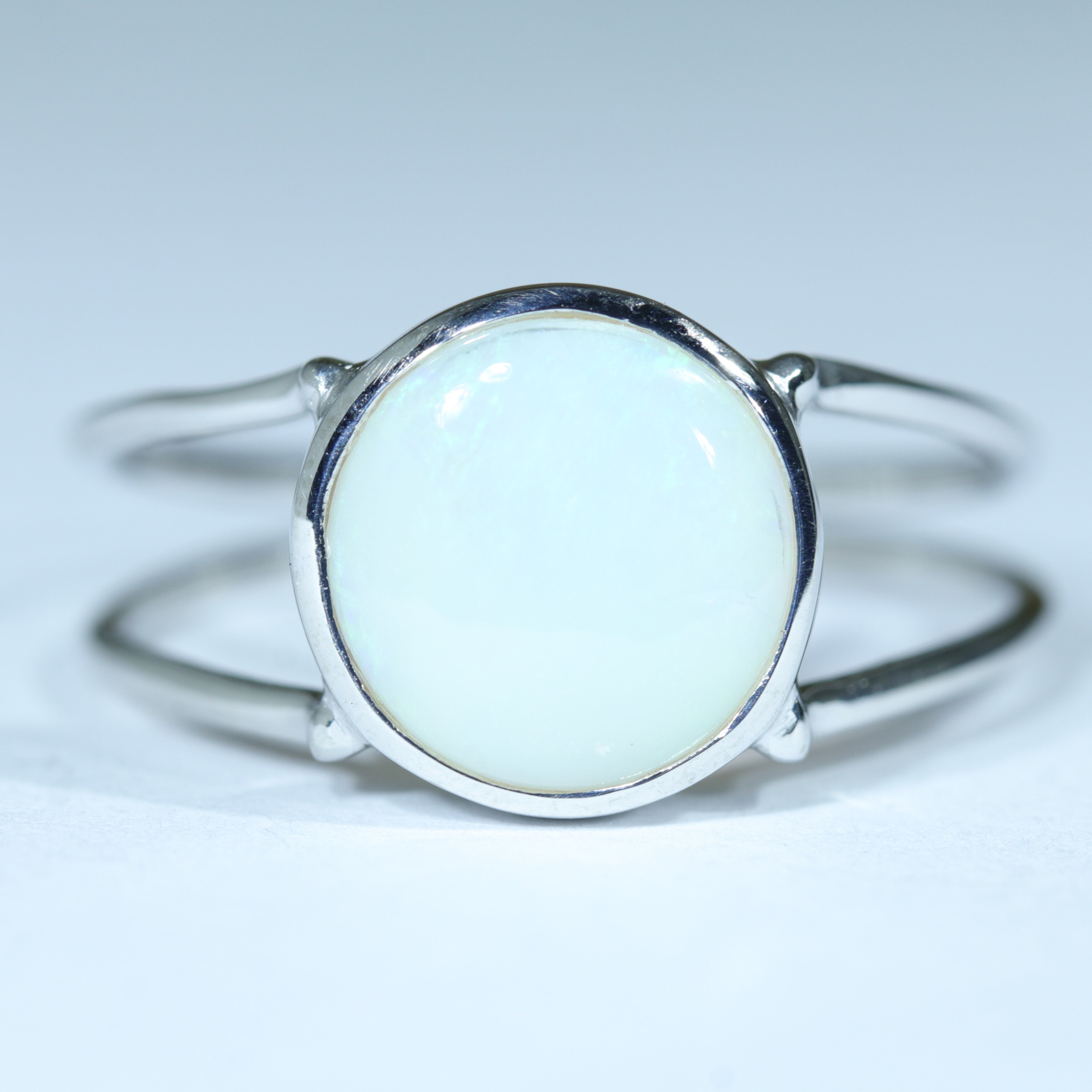 Coober Pedy White Opal Silver Ring - Size 8 Code CC70
