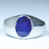 Natural Australian Boulder Opal Silver Men's Ring
