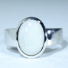 Coober Pedy White Opal Silver Ring - Size 8.25 Code CC58