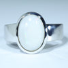 Coober Pedy White Opal Silver Ring - Size 8.25 Code CC58