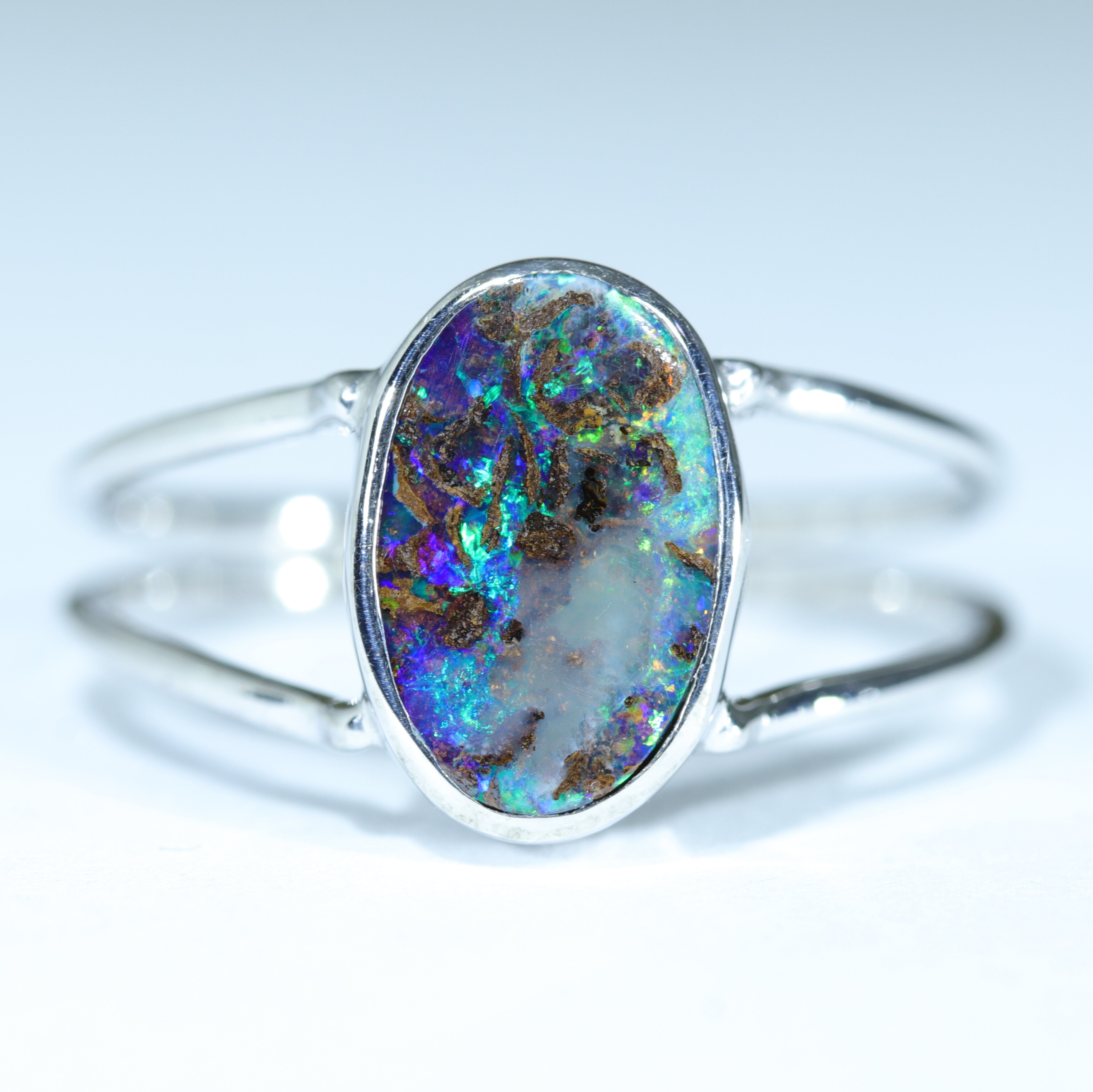 Australian Silver Natural Opal Ring - Main Image