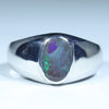 Natural Australian Boulder Opal Silver Men's Ring