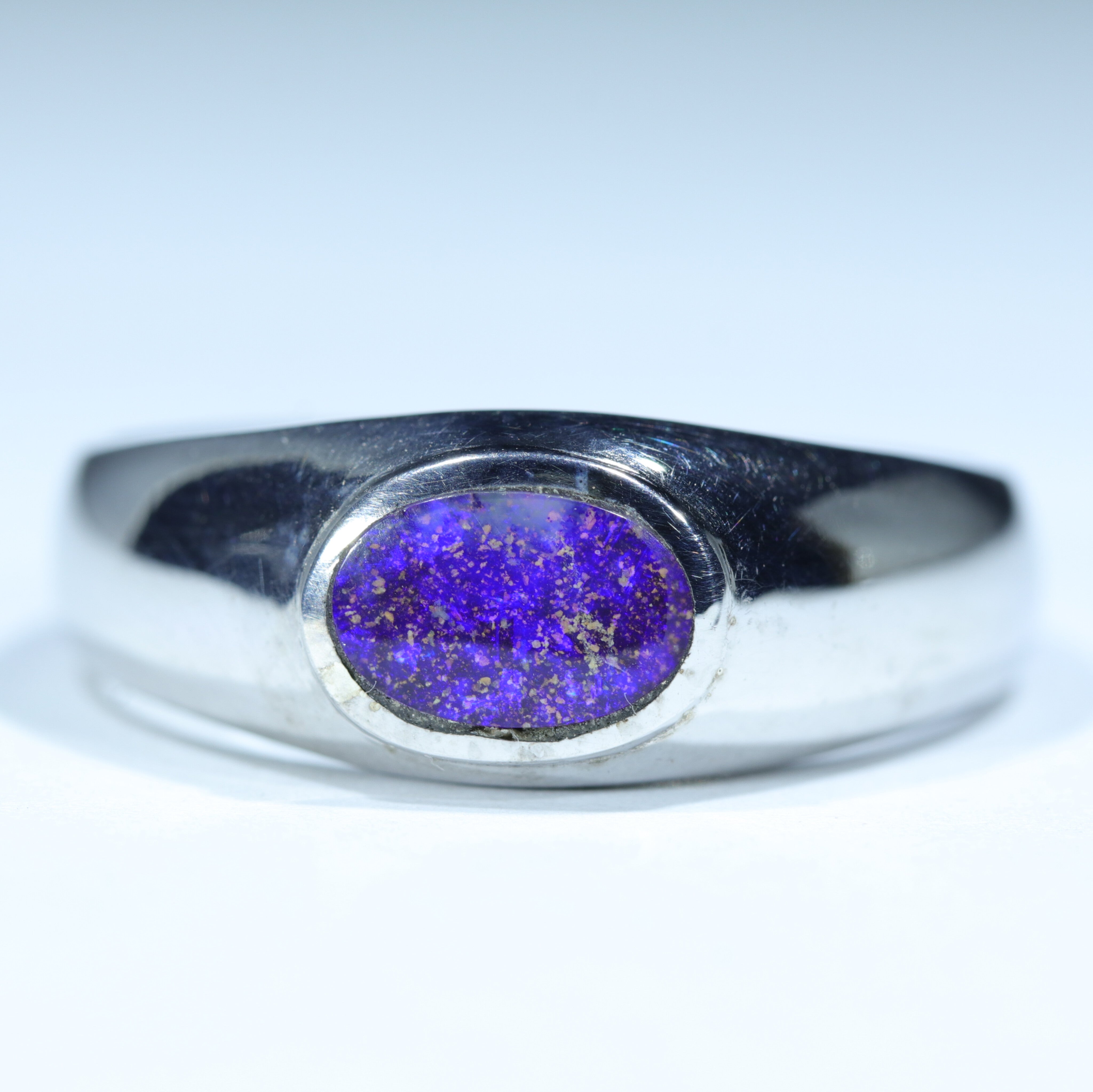 Natural Boulder Opal Mens Silver Ring -Size 9.5 Code-SM174
