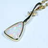 14k Gold - Solid Coober Pedy Crystal Opal - Natural Diamonds