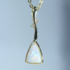 Natural Australian Coober Pedy Crystal Opal Gold and Diamond Pendant