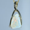 Natural Australian Coober Pedy Crystal Opal Gold Pendant with Diamond