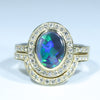 Stunning Black Opal Wedding Ring Set with Diamonds 