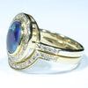 Lightning Ridge Solid Black Opal & Diamond Gold Engagement and Wedding Ring Set - Size 7.5 US Code DWB25