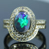 Natural Australian Lighting Ridge Opal Gold Wedding Set with Diamonds